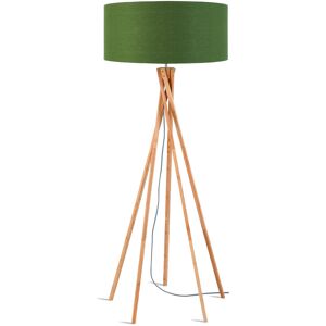 Good & Mojo Lampadaire bambou abat-jour lin vert for t, h. 160cm