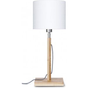 Good & Mojo Lampe de table bambou abat-jour lin blanc, h. 59cm