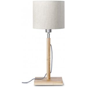 Good & Mojo Lampe de table bambou abat-jour lin lin clair, h. 59cm