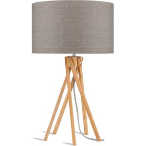 Good & Mojo Lampe de table bambou abat-jour lin lin fonc ©, h. 59cm