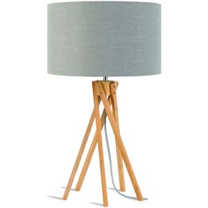 Good & Mojo Lampe de table bambou abat-jour lin gris clair, h. 59cm