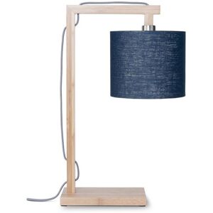 Good & Mojo Lampe de table bambou abat-jour lin bleu denim, h. 47cm