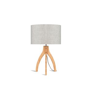 Good & Mojo Lampe de table bambou abat-jour lin blanc, h. 54cm