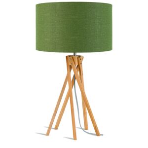 Good & Mojo Lampe de table bambou abat-jour lin vert for t, h. 59cm