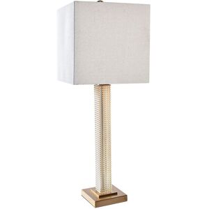 Wadiga Lampe pied en verre taille et abat-jour beige - 28x28x76cm