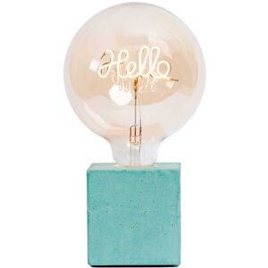 Junny Lampe a poser en beton turquoise avec son ampoule a message