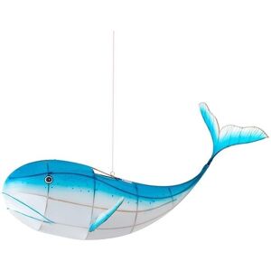 Petit Pan Suspension en bambou et soie l50cm bleu