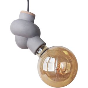 Gone's Lampe a suspendre en beton et bois cordon noir ampoule LED edison