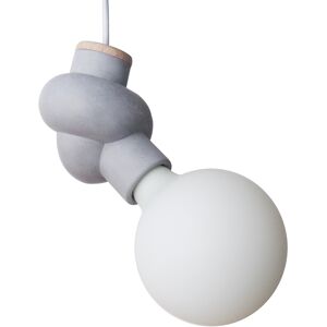 Gone's Lampe a suspendre en beton et bois cordon blanc ampoule LED porcelaine