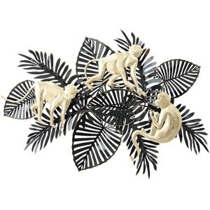 DECO-MURALE.shop Decoration murale en metal trio de singes dores 90x63x7