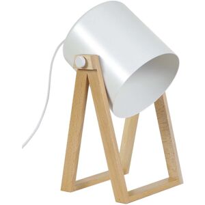 Tosel Lampe de bureau bois naturel et blanc