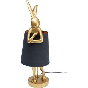 Kare Design Lampe lapin en polyresine doree et abat-jour en lin noir H68