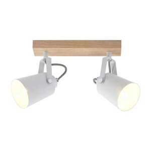Cristalrecord Lampe de plafond en bois nordique et 2 spots blanc orientables