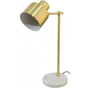 C-Creation Lampe en metal dore, socle en marbre blanc