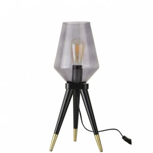 C-Creation Lampe en bois noir et dore, cloche en verre