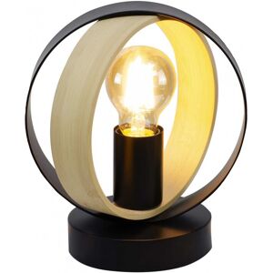 C-Creation Lampe tactile en metal noir et bambou naturel