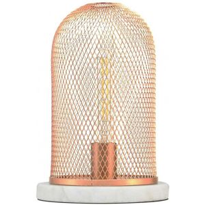 C-Creation Lampe en metal grillage cuivre, base en marbre blanc