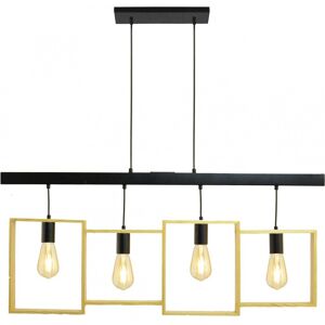 C-Creation Suspension 4 lumieres en metal noir et bois naturel naturel