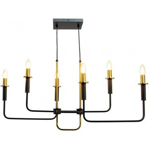 C-Creation Lustre chandelier 6 lumieres en metal noir et dore