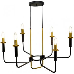 C-Creation Lustre chandelier 6 lumieres en metal noir et dore