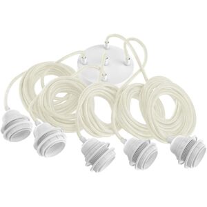 Hoopzi Hang-5 Suspension Plafonnier en Lin Francais - Blanc - 5 Fils 3,50m