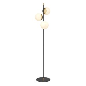 Maytoni Lampadaire noir moderne avec structure en metal et 3 spheres blanches