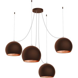 Lumicom Suspension metal marron corten et feuille cuivre interne