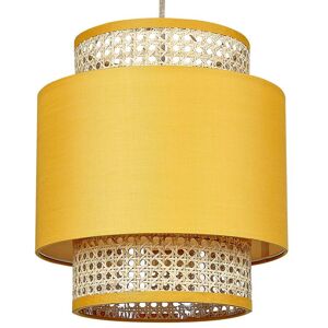 Beliani Lampe suspension en rotin jaune et naturel