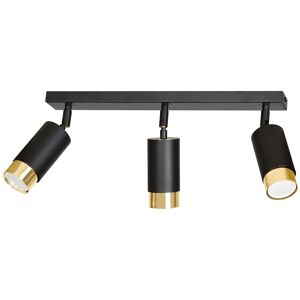 Wonderlamp Rampe elegant avec 3 spots reglables noir et dore