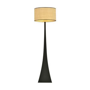 Wonderlamp Lampadaire naturel avec structure noire et abat-jour en rotin