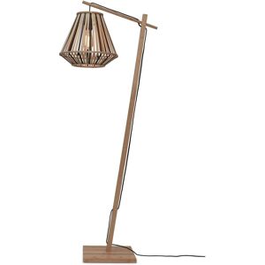 Good & Mojo Lampadaire bambou abat-jour bambou naturel/noir, h. 150cm