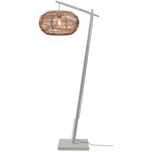 Good & Mojo Lampadaire bambou abat-jour rotin blanc/naturel, h. 176cm