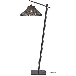 Good & Mojo Lampadaire bambou abat-jour bambou noir, h. 150cm