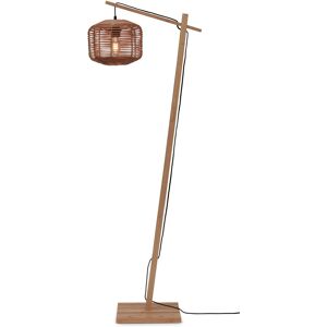 Good & Mojo Lampadaire bambou abat-jour rotin naturel, h. 150cm