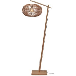 Good & Mojo Lampadaire bambou abat-jour rotin naturel, h. 176cm