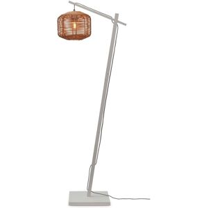 Good & Mojo Lampadaire bambou abat-jour rotin blanc/naturel, h. 150cm