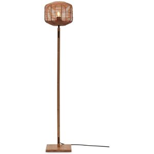 Good & Mojo Lampadaire bambou abat-jour rotin naturel, h. 130cm