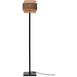 Good & Mojo Lampadaire bambou abat-jour bambou naturel/noir, h. 130cm