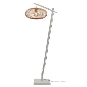 Good & Mojo Lampadaire bambou abat-jour bambou blanc/naturel, h. 150cm