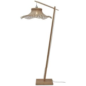 Good & Mojo Lampadaire bambou abat-jour bambou naturel/noir, h. 150cm