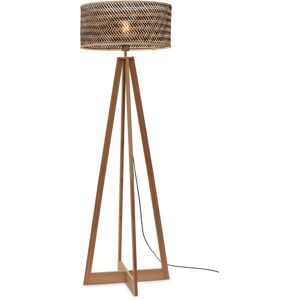 Good & Mojo Lampadaire bambou abat-jour bambou naturel/noir, h. 145cm