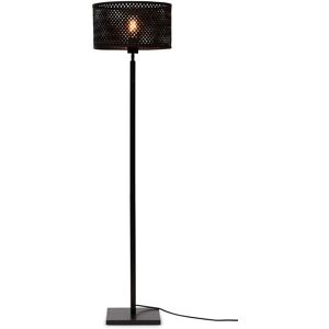 Good & Mojo Lampadaire bambou abat-jour bambou noir, h. 128cm