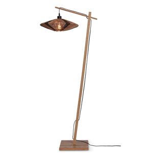 Good & Mojo Lampadaire bambou abat-jour jute naturel/noir, h. 150cm