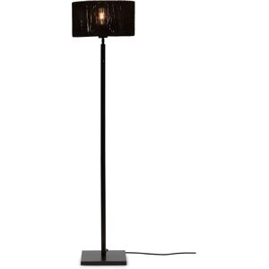 Good & Mojo Lampadaire bambou abat-jour jute noir, h. 126cm