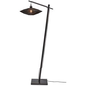 Good & Mojo Lampadaire bambou abat-jour jute noir, h. 150cm