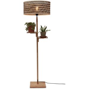 Good & Mojo Lampadaire bambou abat-jour bambou naturel/noir, h. 158cm