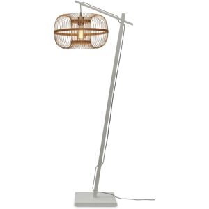 Good & Mojo Lampadaire bambou abat-jour bambou blanc/naturel, h. 150cm