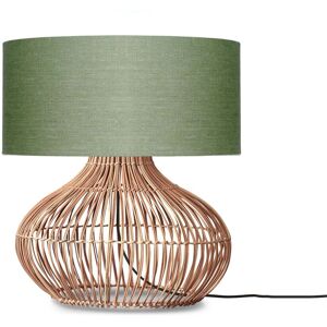 Good & Mojo Lampe de table rotin abat-jour lin naturel/vert for t, h. 60cm