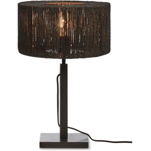 Good & Mojo Lampe de table bambou abat-jour jute noir, h. 37cm