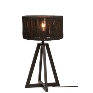 Good & Mojo Lampe de table bambou abat-jour jute noir, h. 51cm